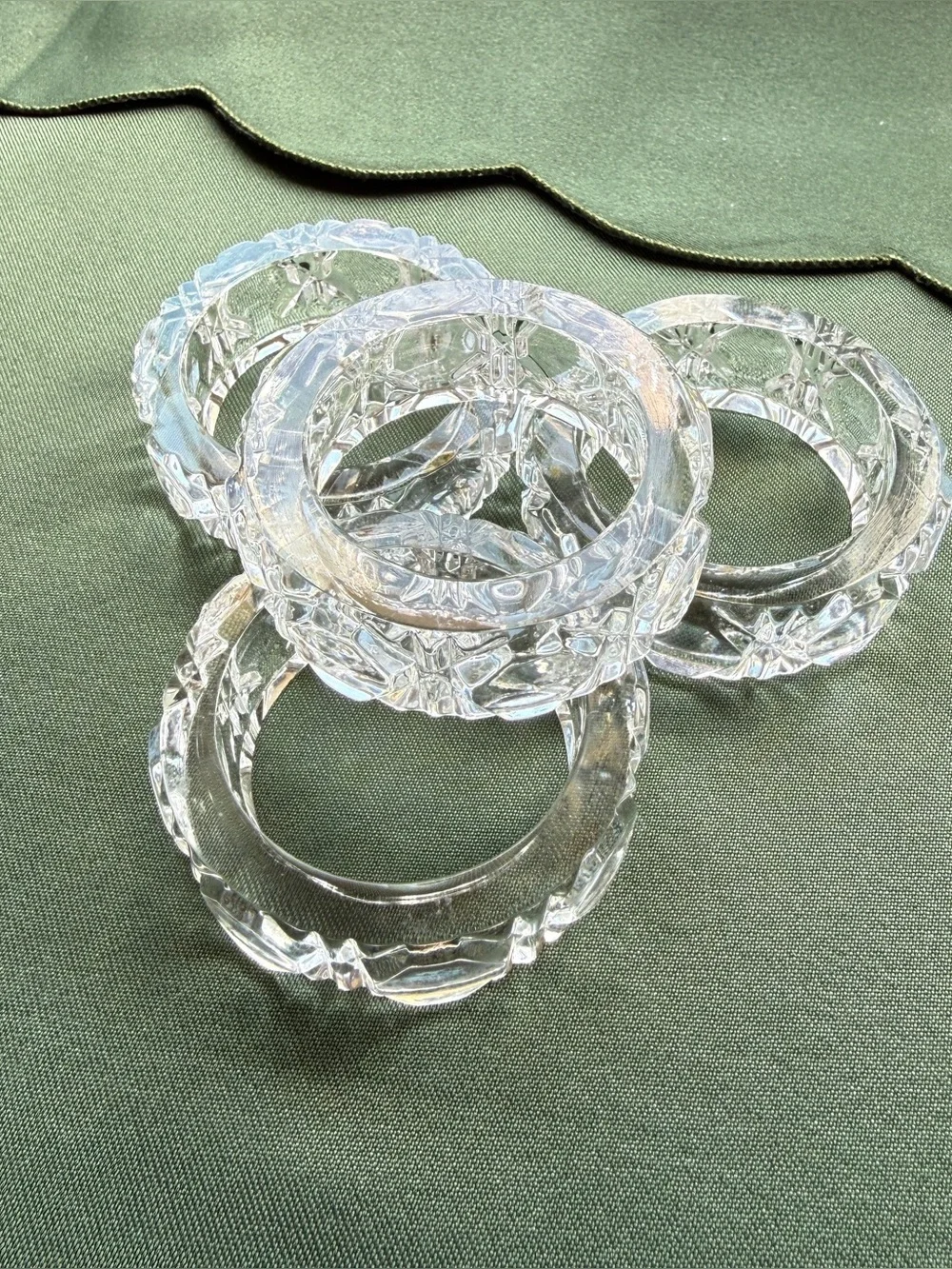 Clear Crystal-Effect Napkin Rings - Set of 4